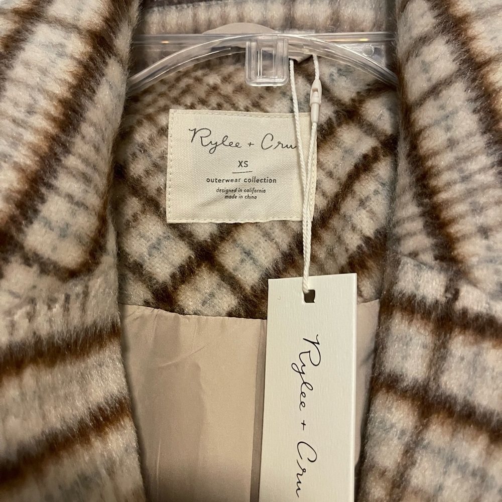 Rylee + Cru Longline Rustic Plaid Coat size XS - Picture 2 of 3